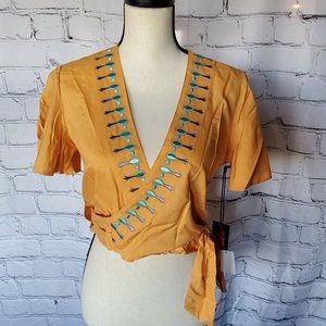 Rock & Roll Cowgirl, cropped, wrap around, side tie, small top